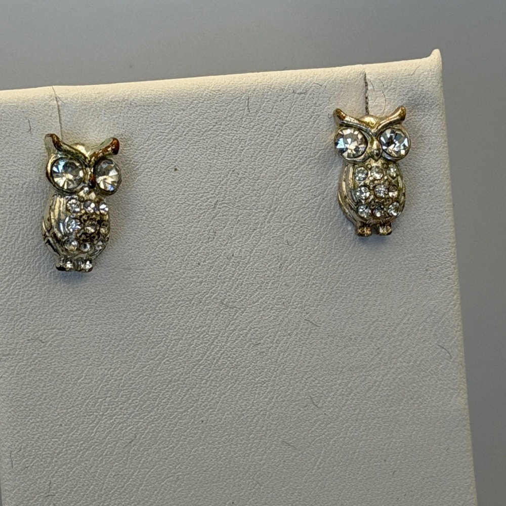 Unbranded Owl Stud Earrings Women OS Silver Rhinestone Good Whimsical Nature